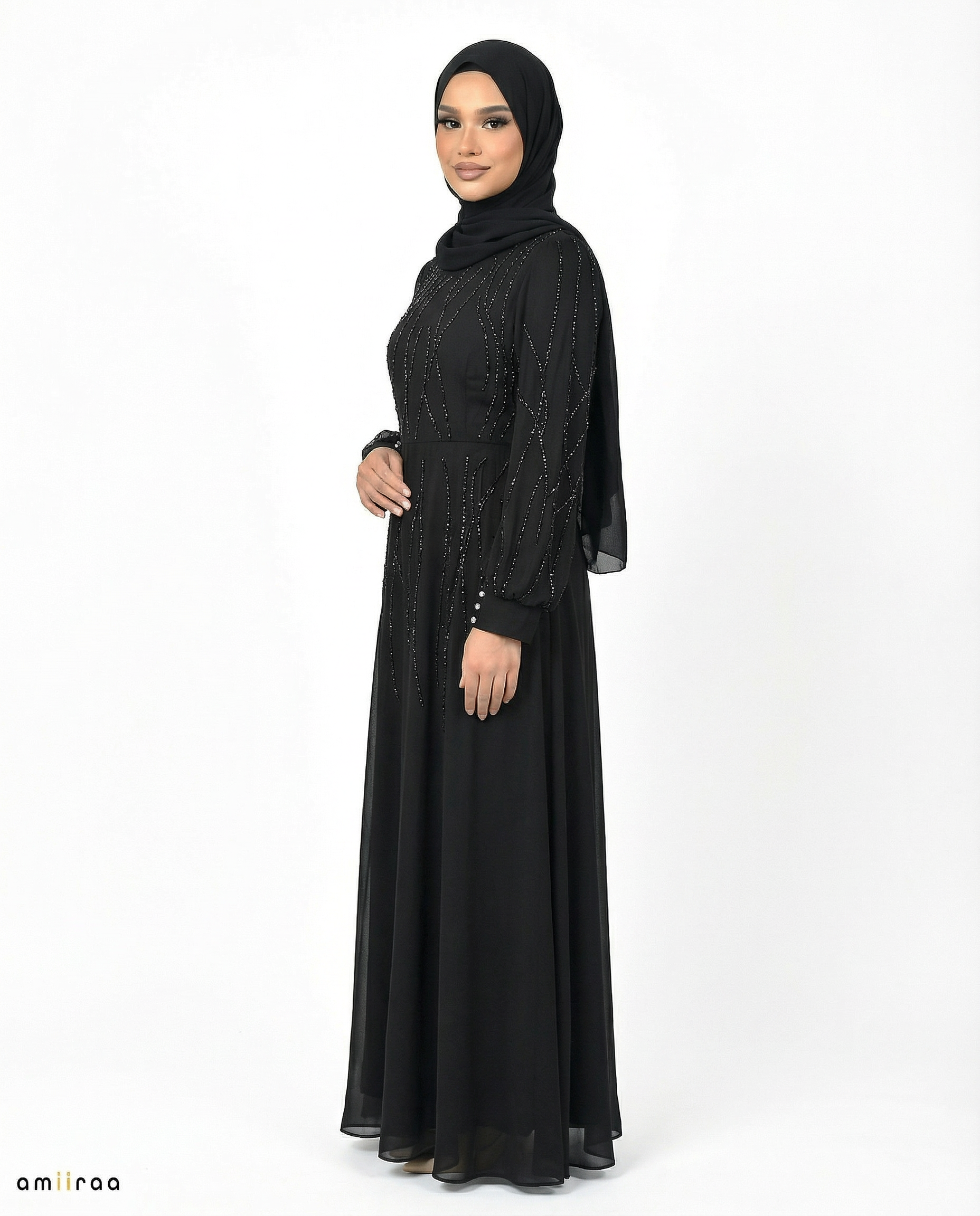 Tap Shoe Embellished Stone Pattern Full-Length Dress