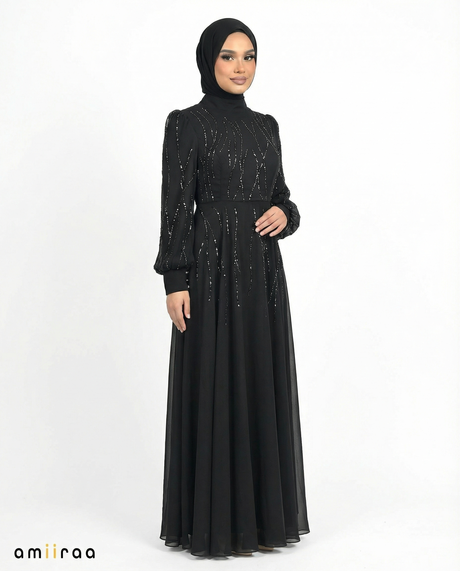 Tap Shoe Embellished Stone Pattern Full-Length Dress