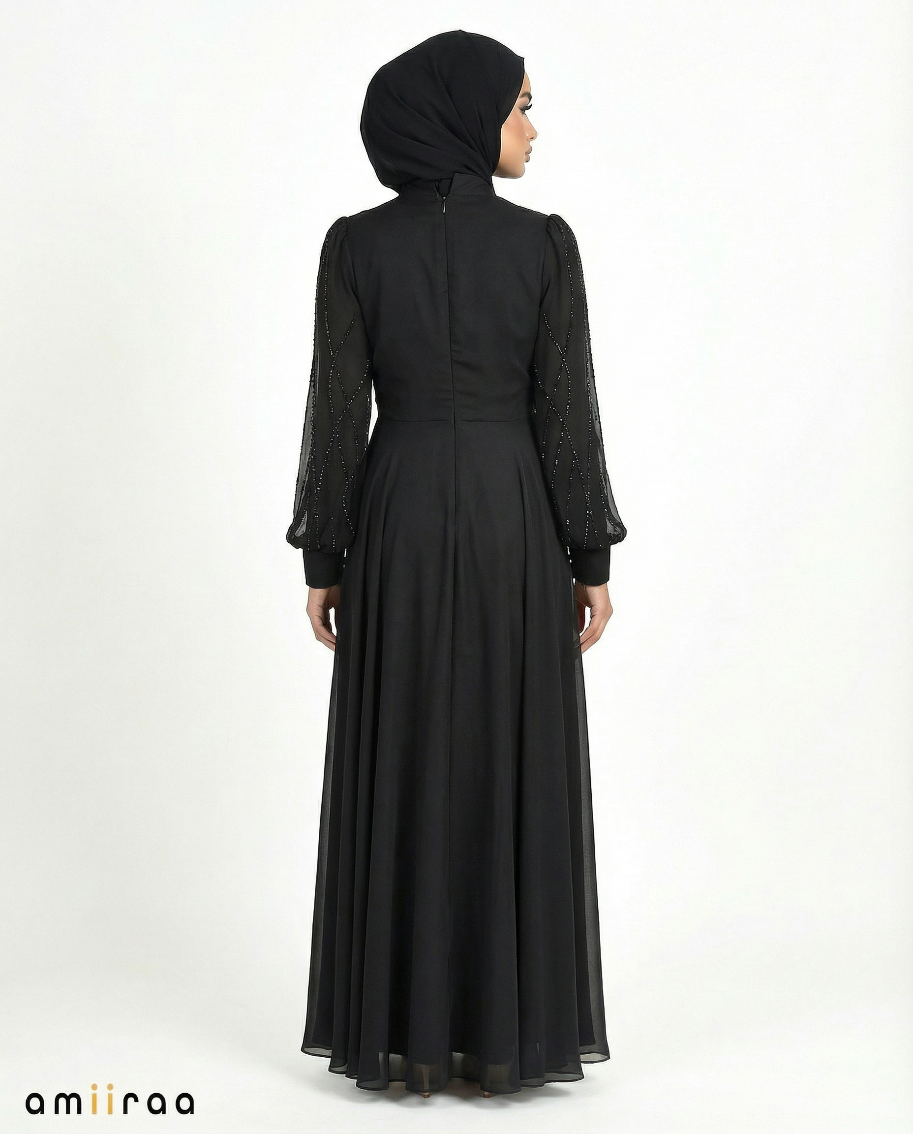 Tap Shoe Embellished Stone Pattern Full-Length Dress