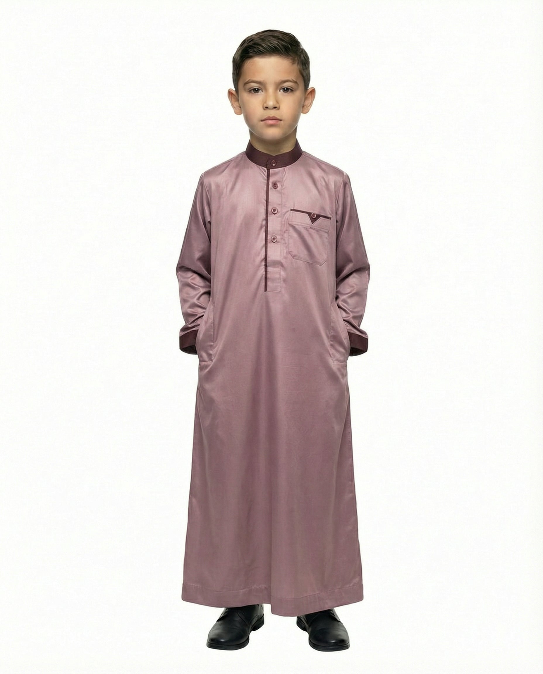 Decadent Chocolate Emirati Panel Collar Thobe with Chest Pocket