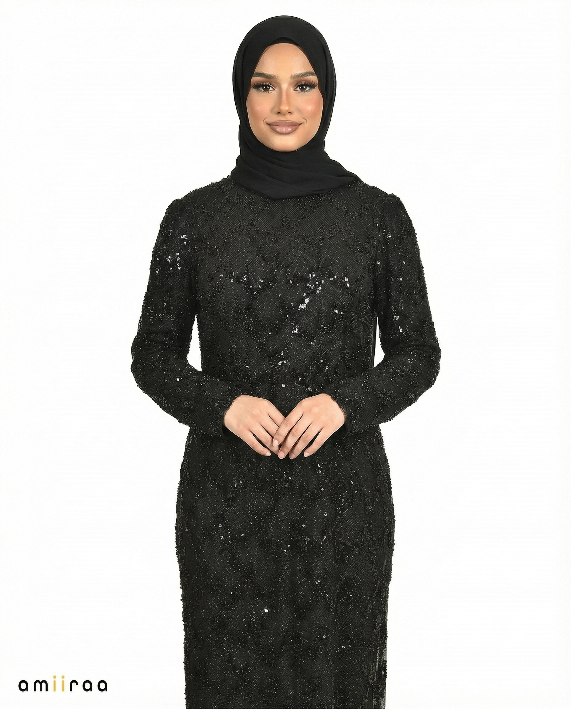 Meteorite Fitted Heavy Beaded Chevron Full-Length Maxi Dress