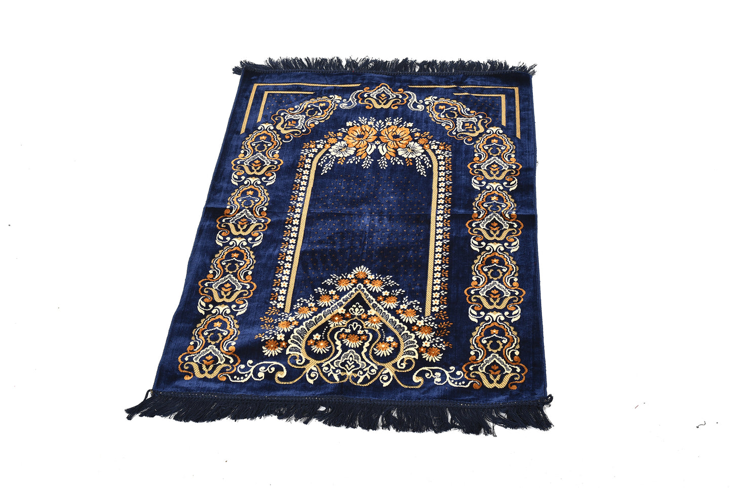 Premium Prayer Rug – Classic Navy Blue with Elegant Gold Embroidery ( musallaha )