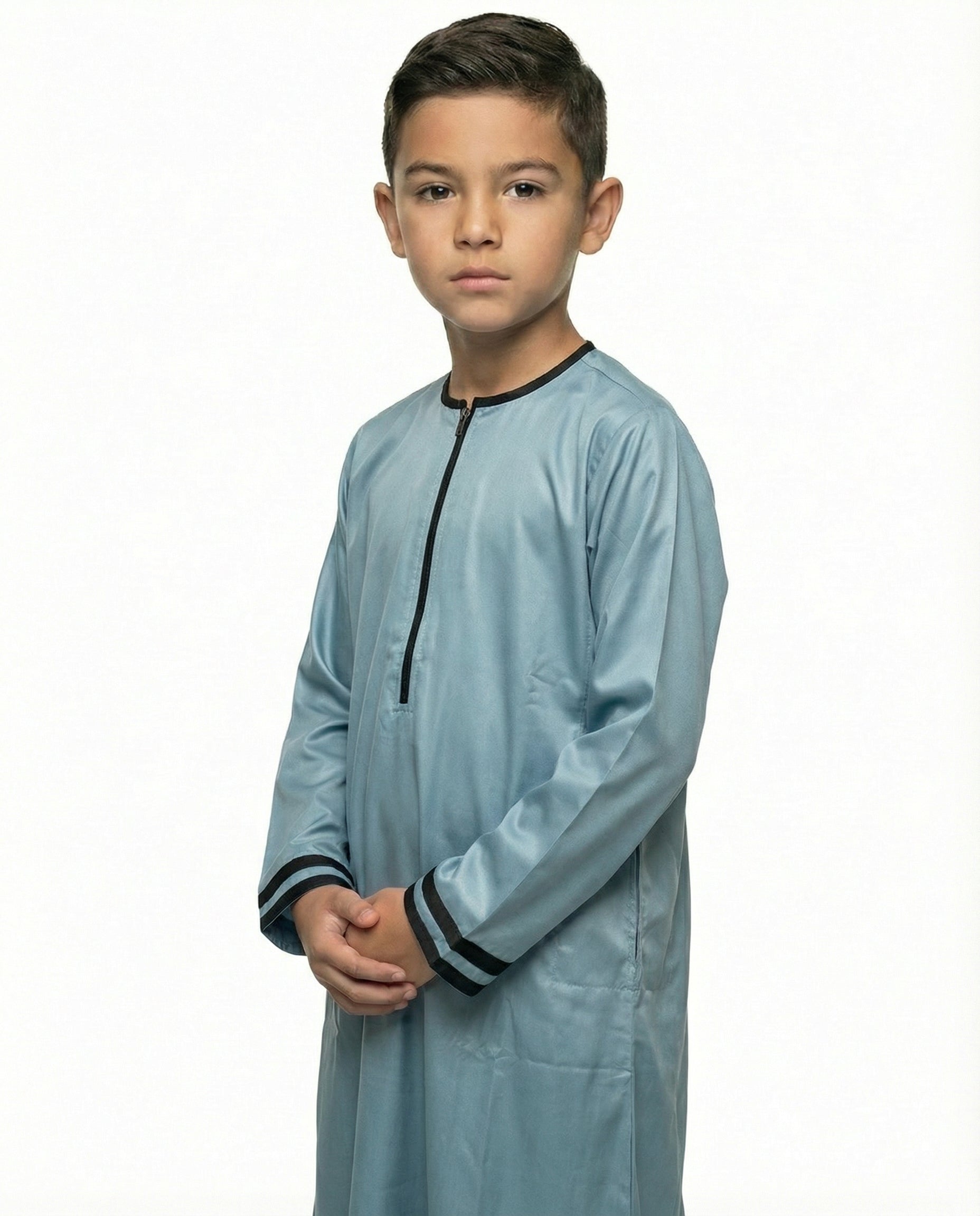 Canton Emirati Zip Thobe with Black Trim
