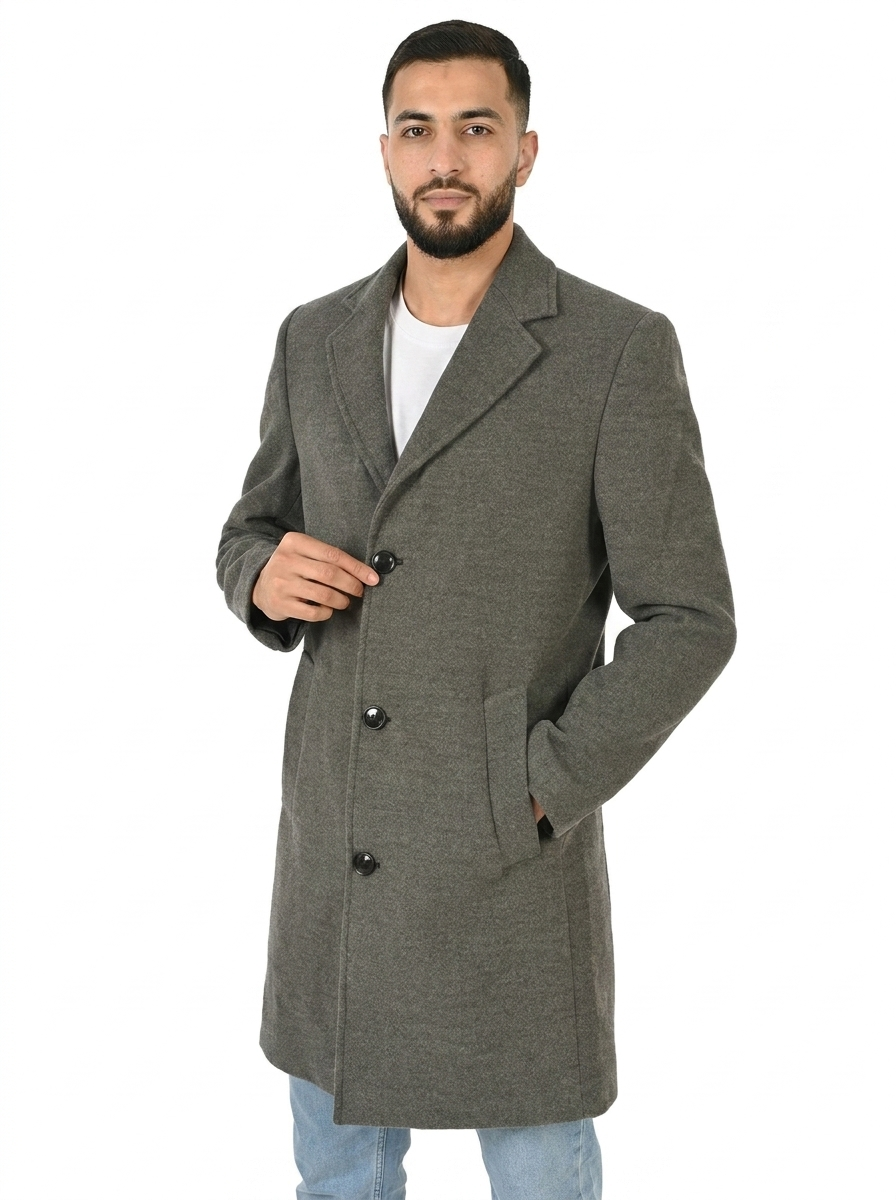 Dark Shadow Men’s Premium Turkish Overcoat with Tailored Fit