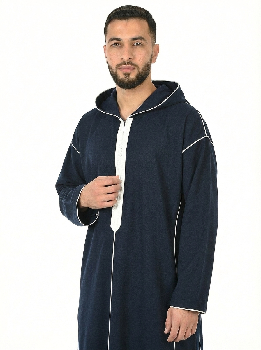 Dark Sapphire Men's Winter Thobe Pull Over