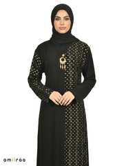Women’s Elegant Black & Gold Printed Abaya