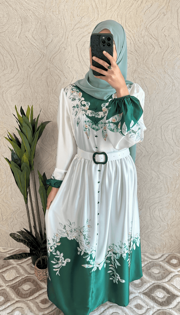 DMN Satin Patterned Maxi Dress - amiiraa