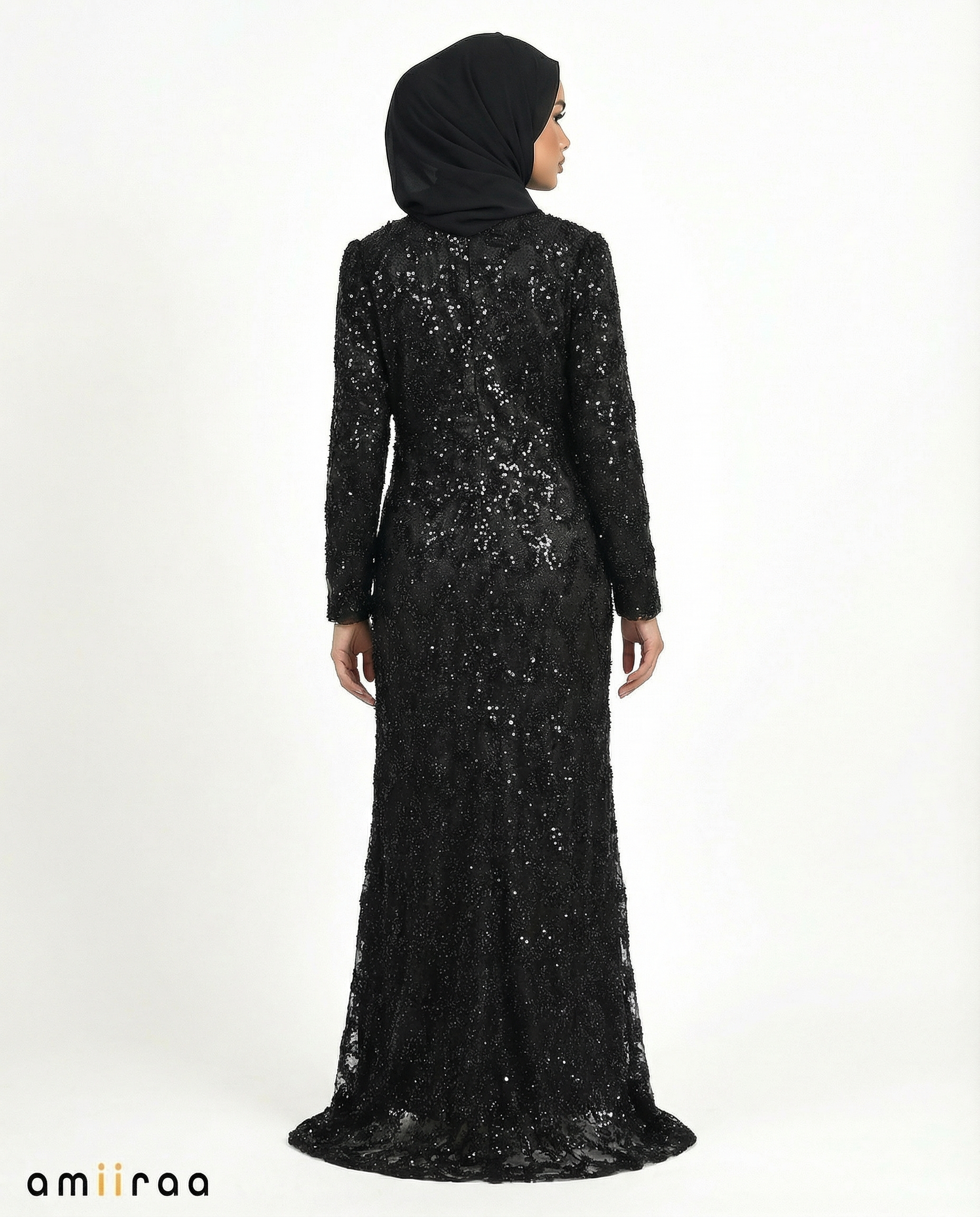 Meteorite Fitted Heavy Beaded Chevron Full-Length Maxi Dress