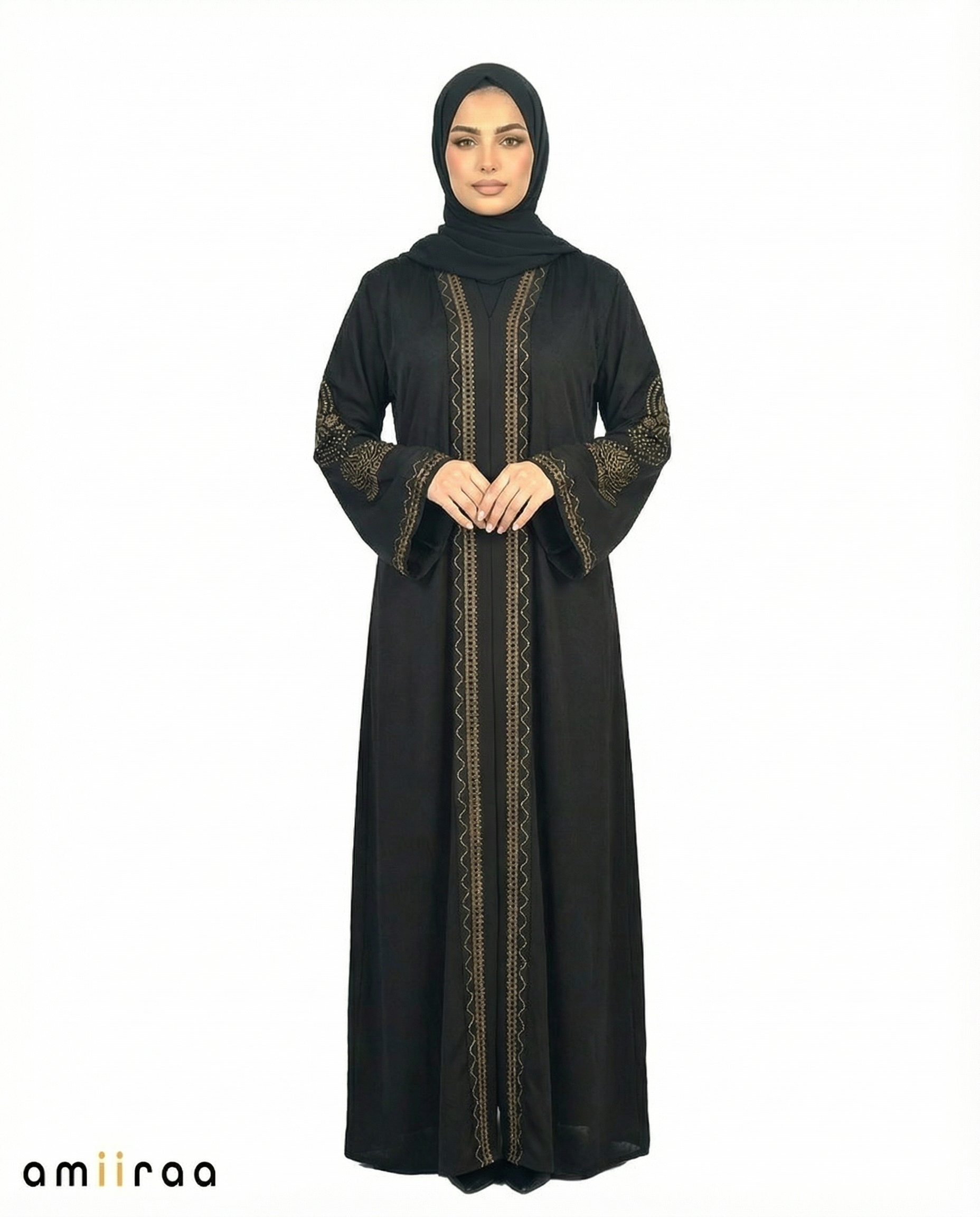 Tap Shoe Ornate Detailed Panel Full-Length Abaya