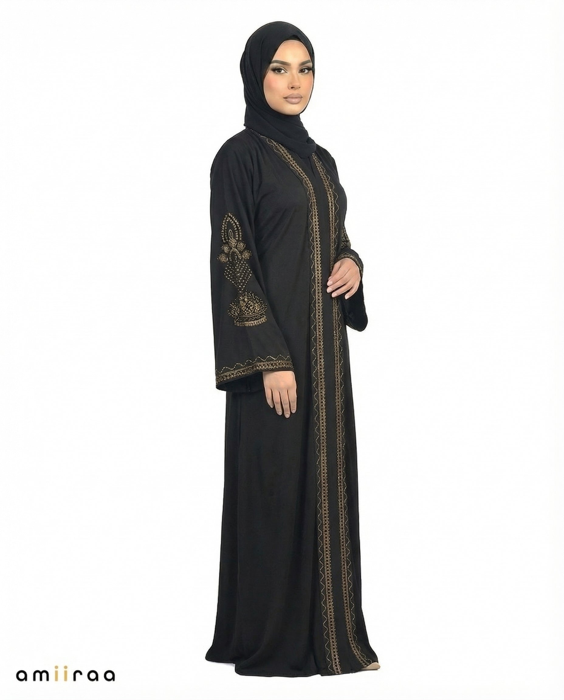 Tap Shoe Ornate Detailed Panel Full-Length Abaya