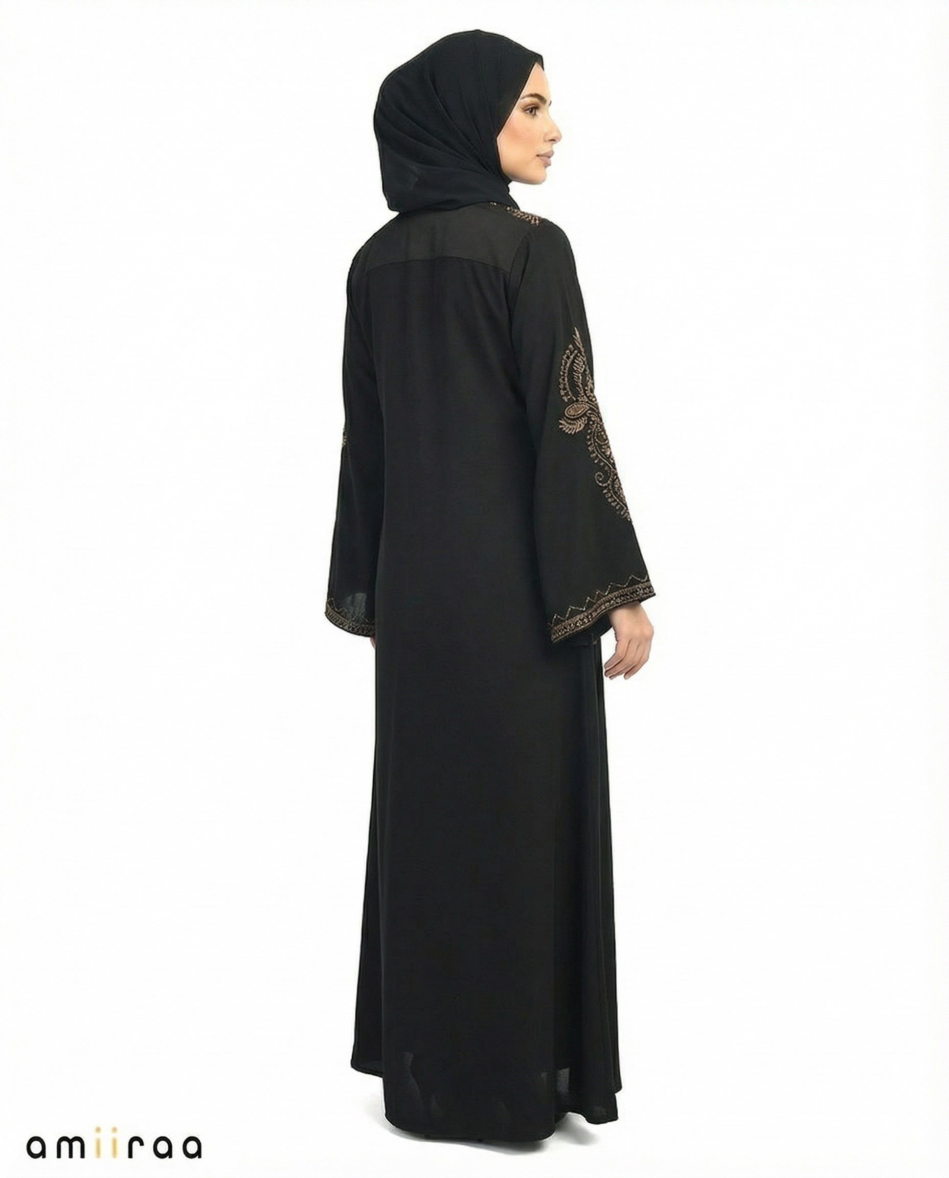 Tap Shoe Ornate Detailed Panel Full-Length Abaya