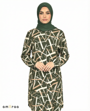 Cilantro Abstract Print Modest Tunic & Wide-Leg Set
