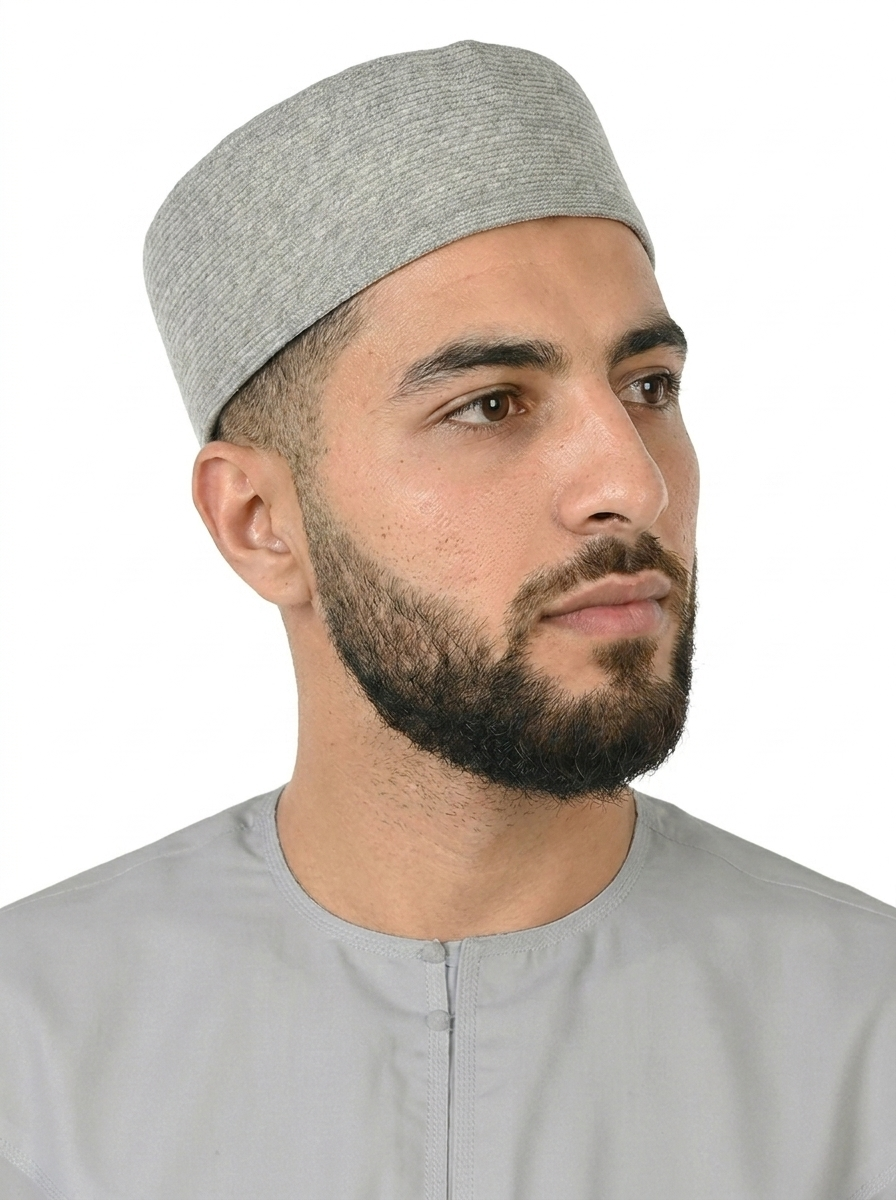 Grey Textured Mens Fez