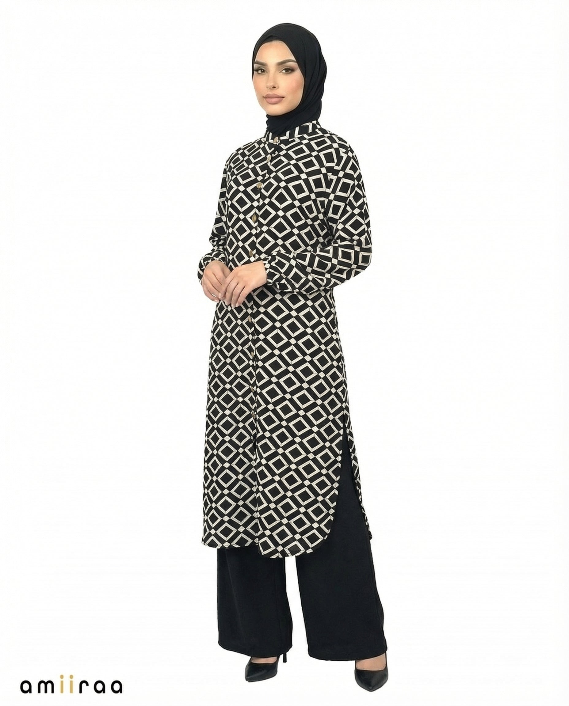 Quarry Diamond Print Tunic & Pants 2-Piece Set