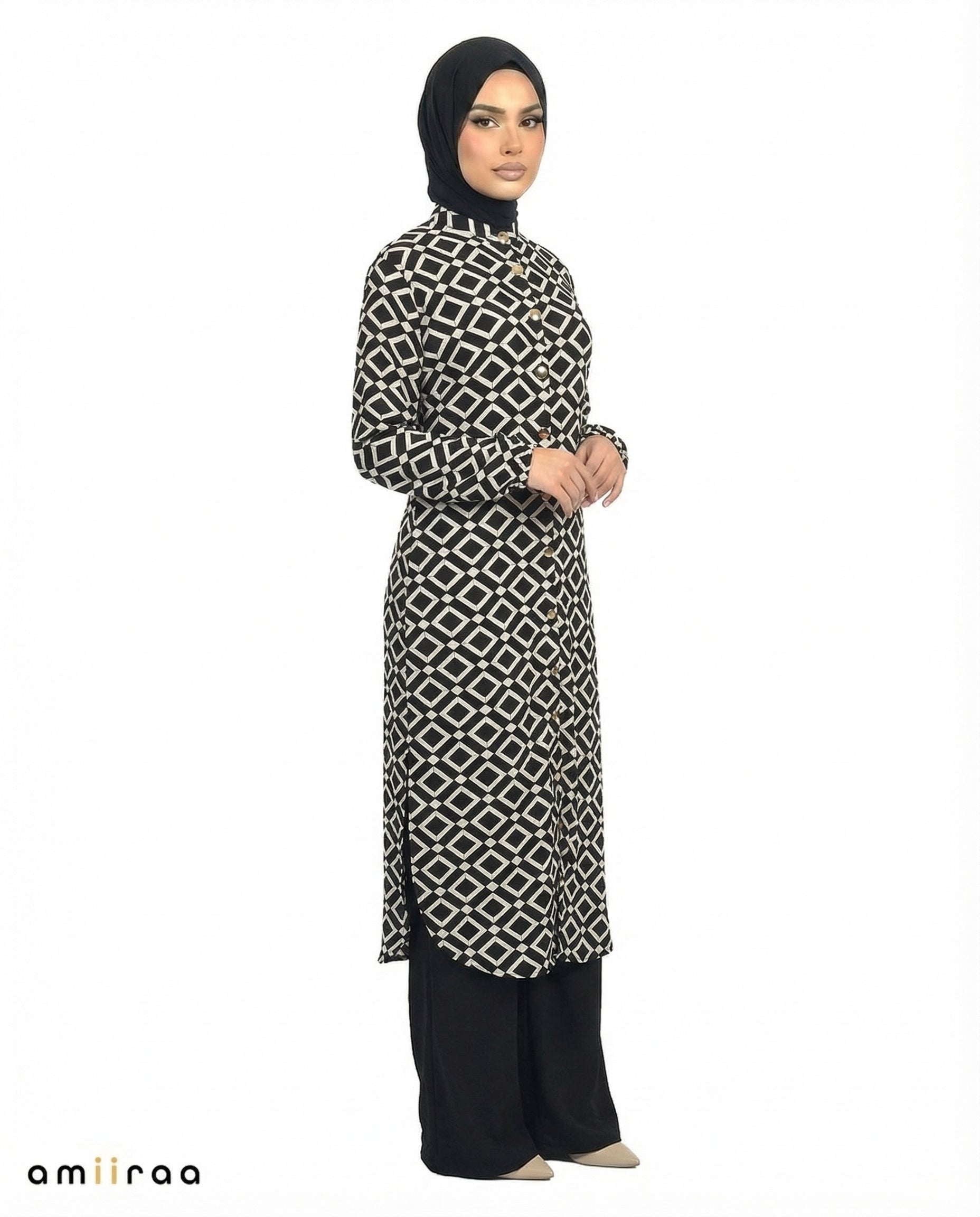Quarry Diamond Print Tunic & Pants 2-Piece Set