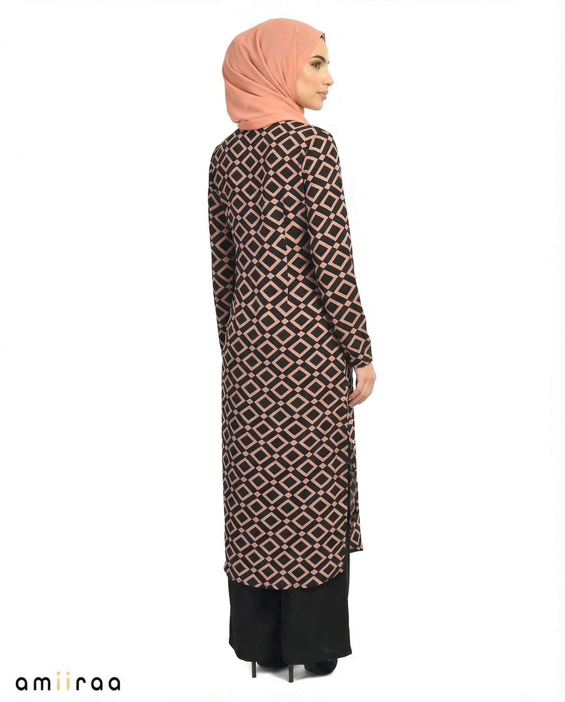 Soft Silt Diamond Print Tunic & Pants 2-Piece Set