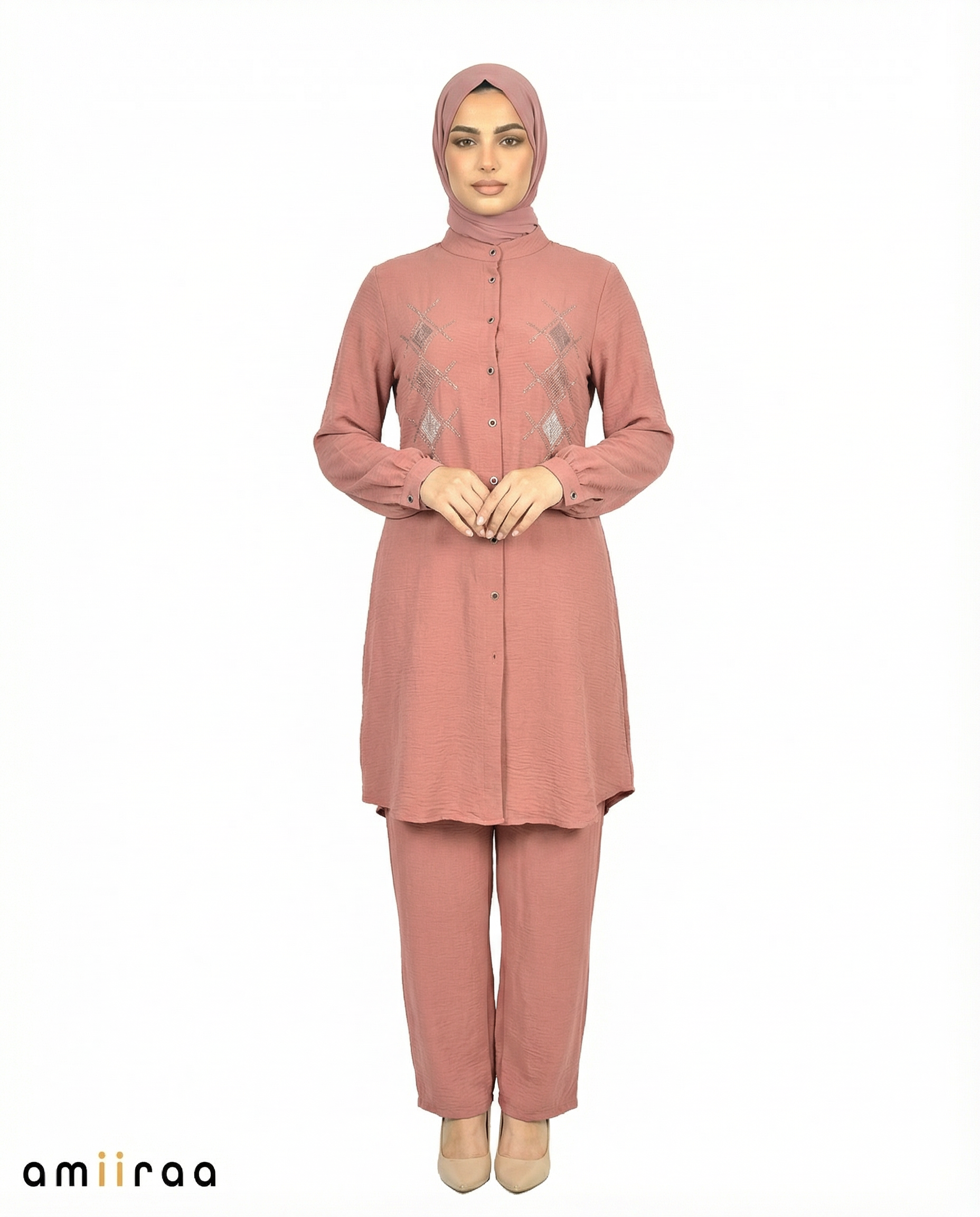 Mesa Rose Diamante Embellished Modest 2PC Set