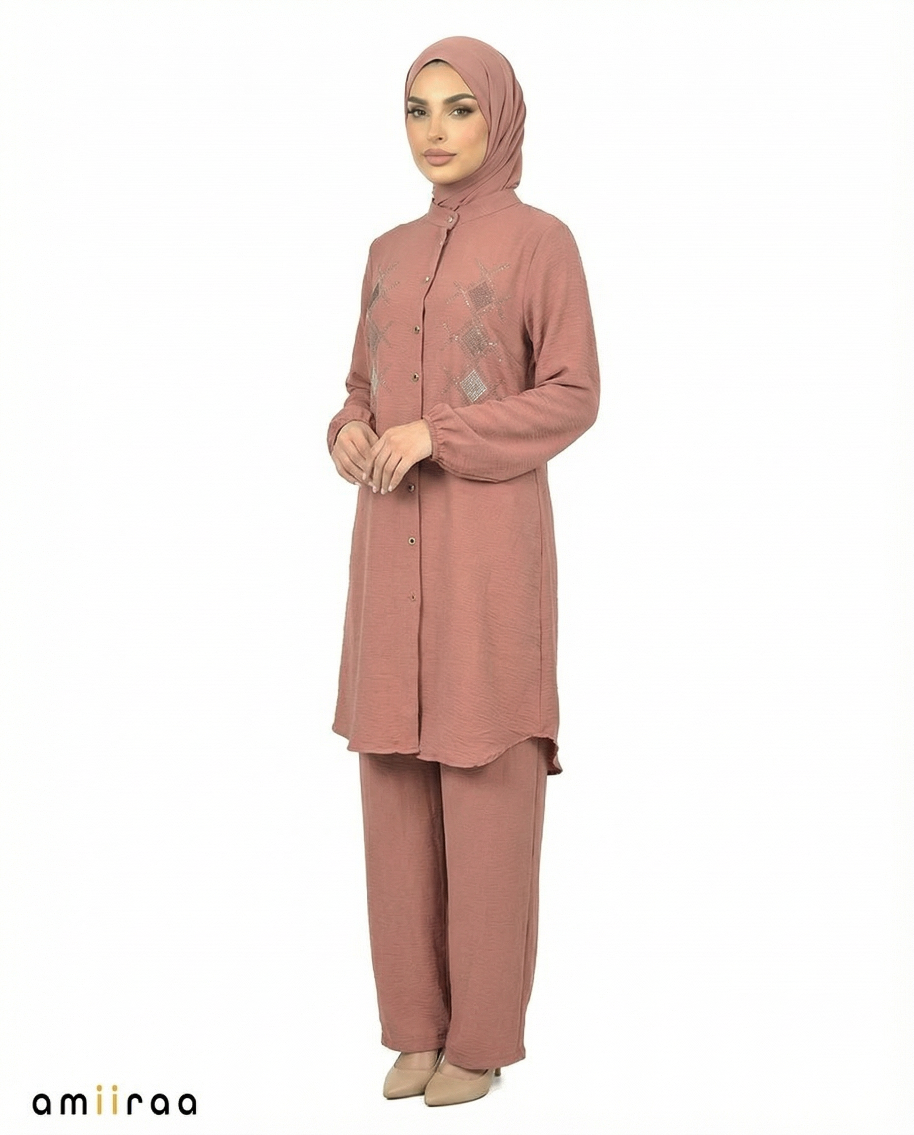 Mesa Rose Diamante Embellished Modest 2PC Set