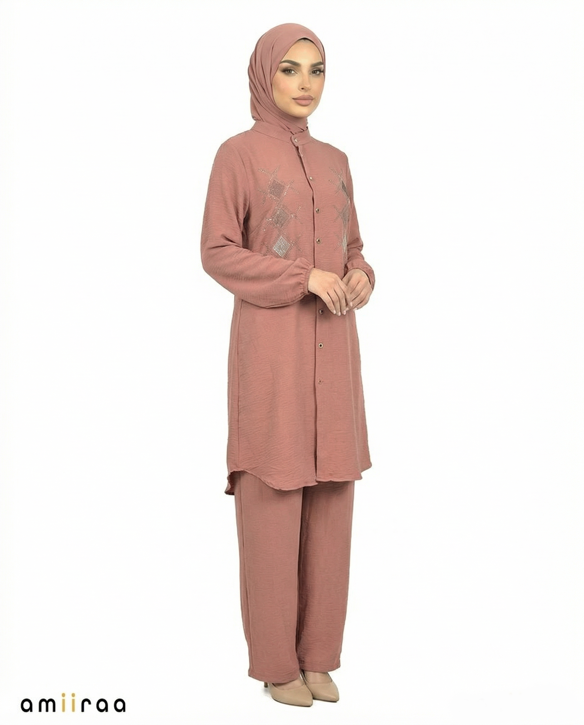 Mesa Rose Diamante Embellished Modest 2PC Set