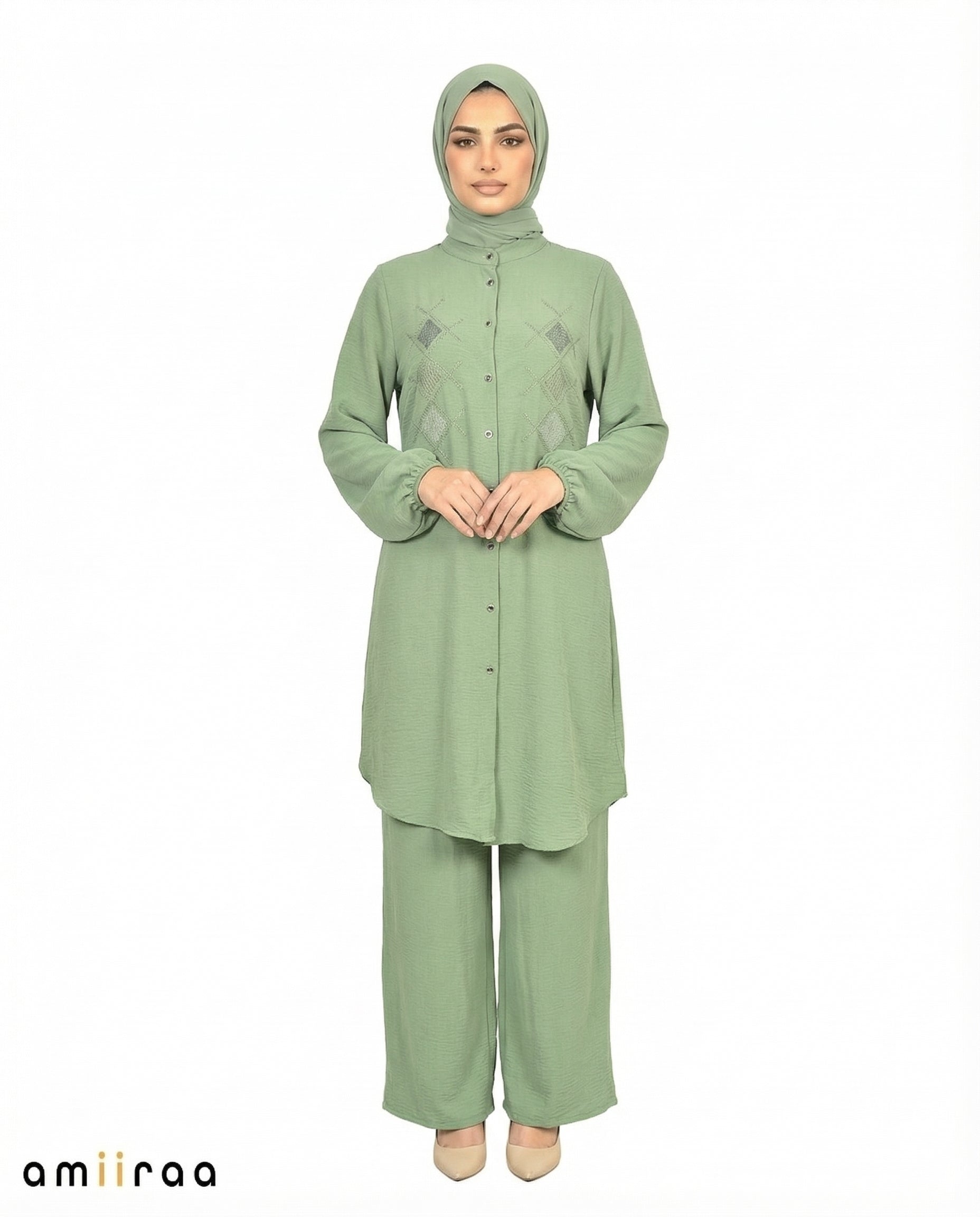 Guacamole Diamante Embellished Modest 2PC Set
