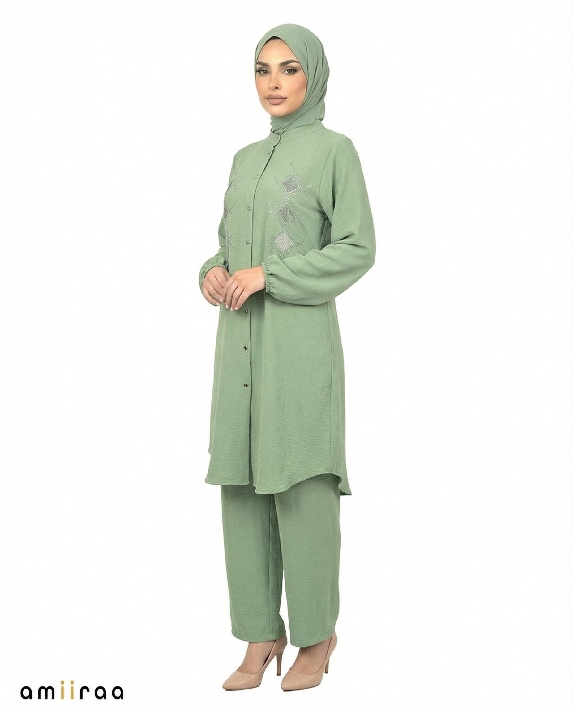 Guacamole Diamante Embellished Modest 2PC Set