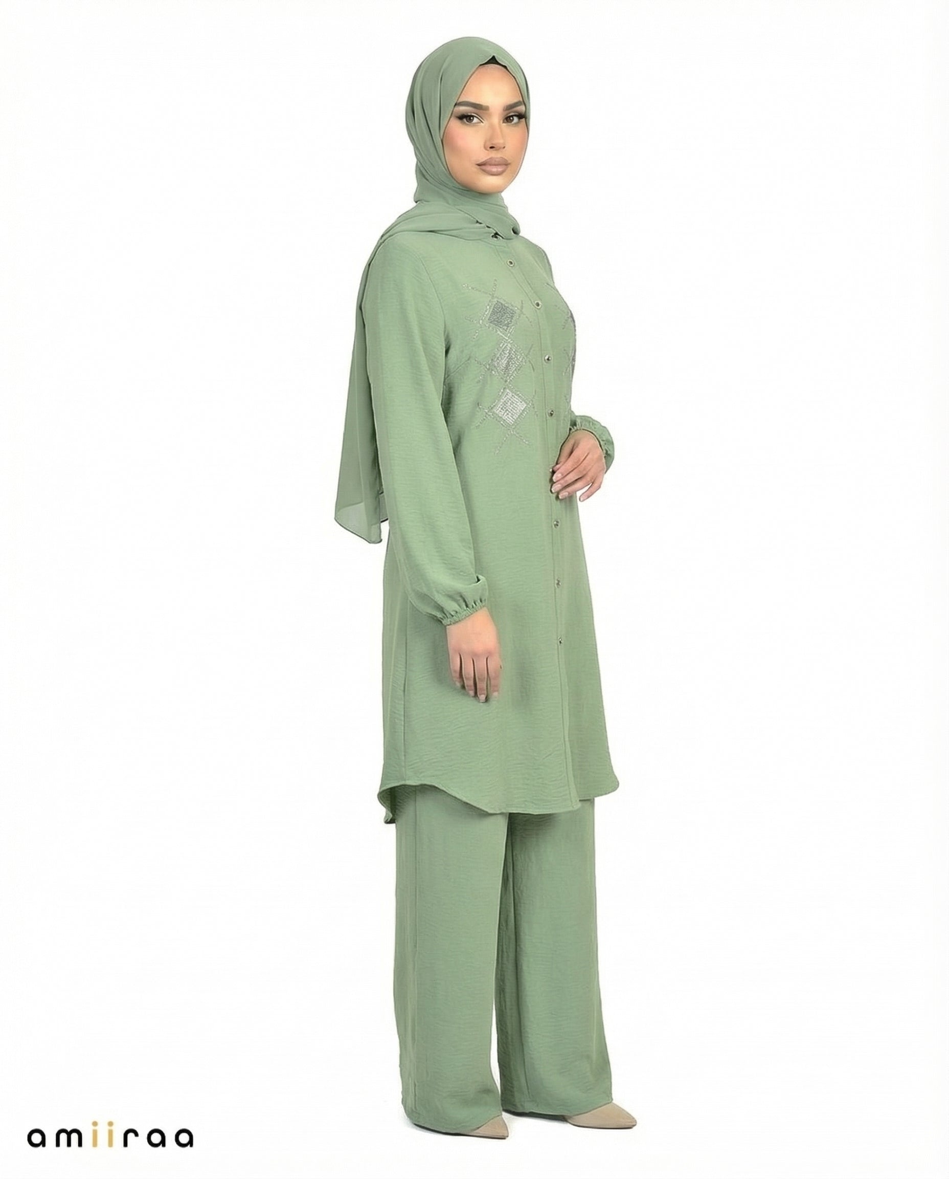 Guacamole Diamante Embellished Modest 2PC Set