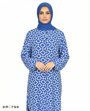 Dazzling Blue Diamond Print Tunic & Pants 2-Piece Set