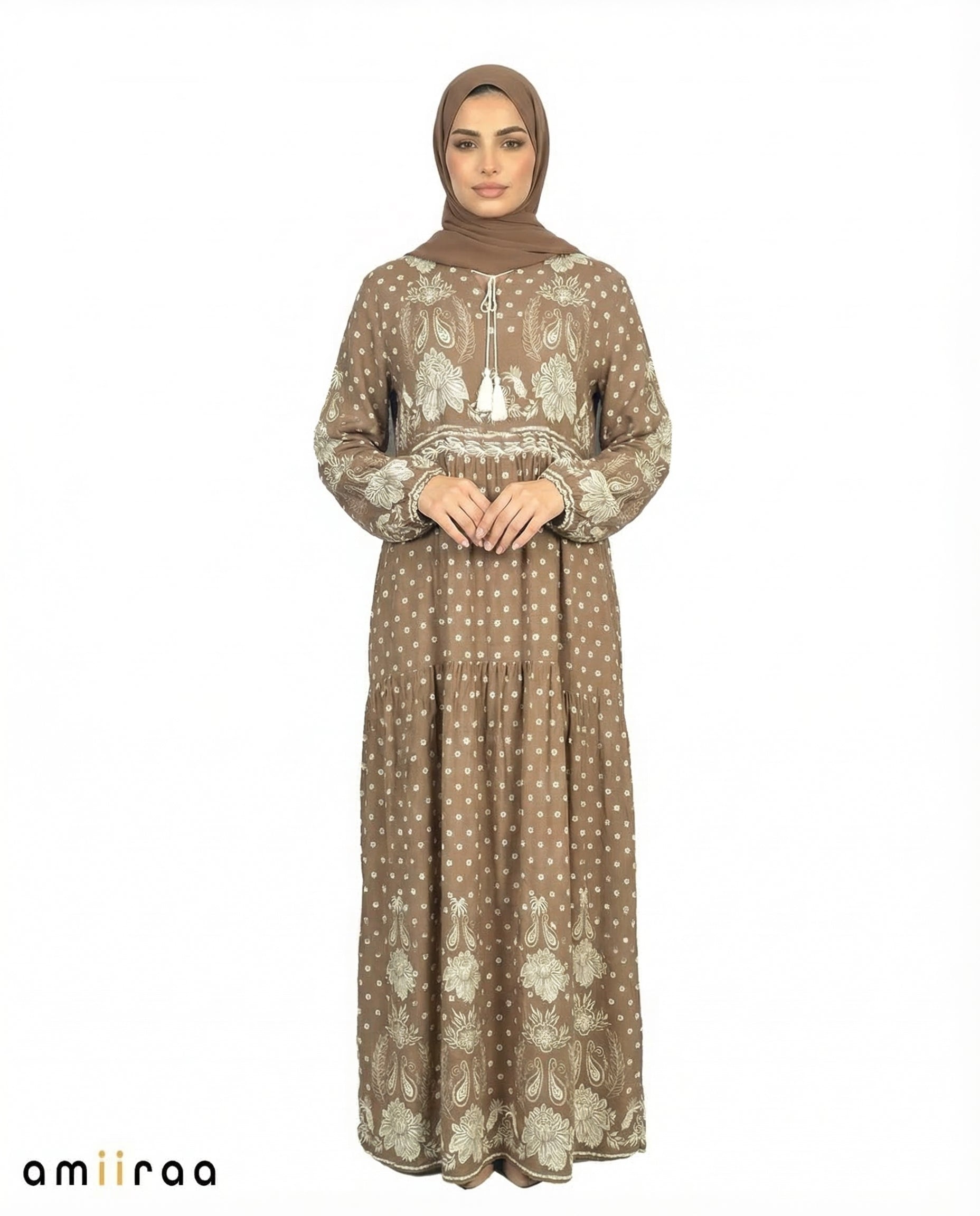 Island Fossil Bohemian Floral Modest Maxi Dress