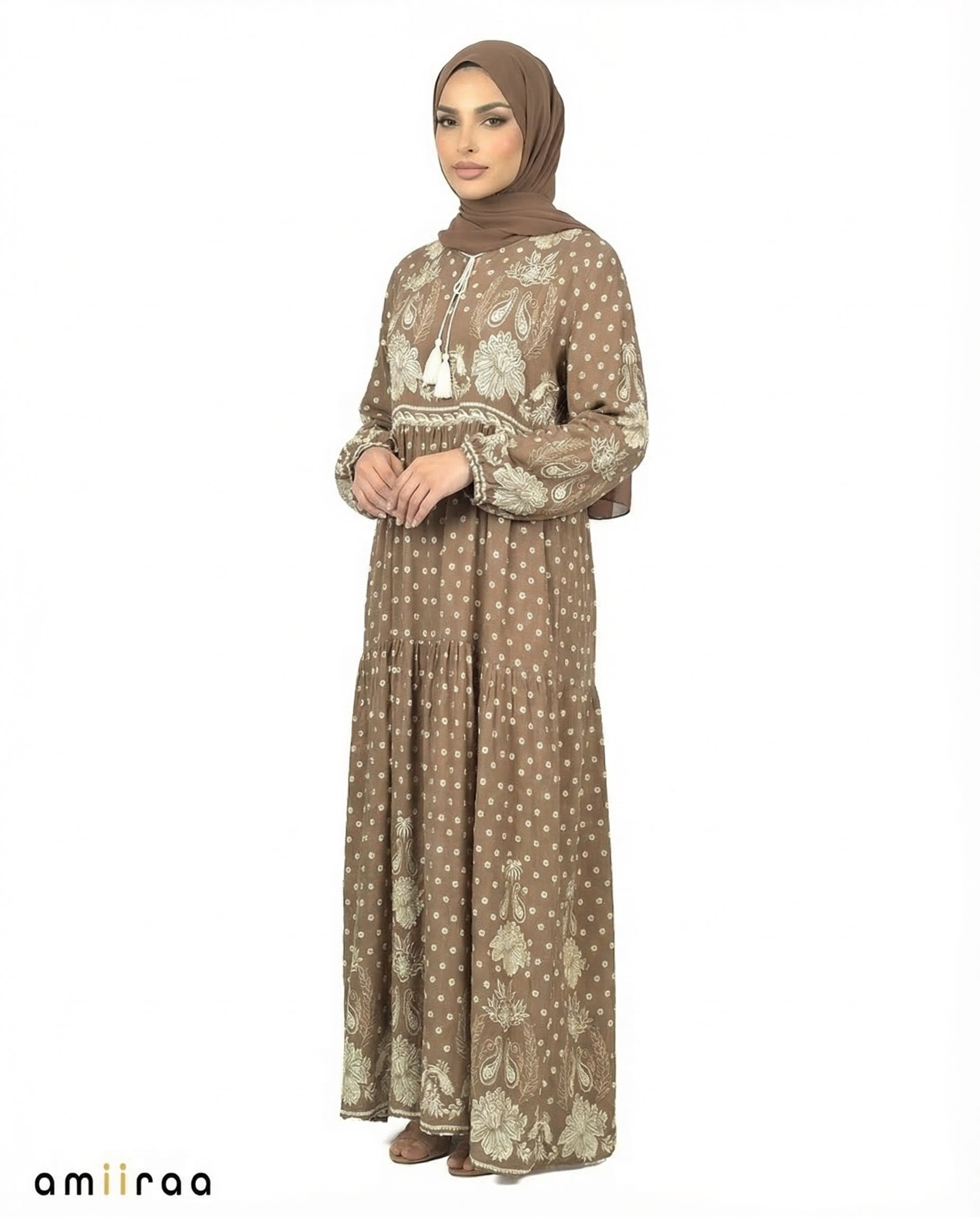 Island Fossil Bohemian Floral Modest Maxi Dress