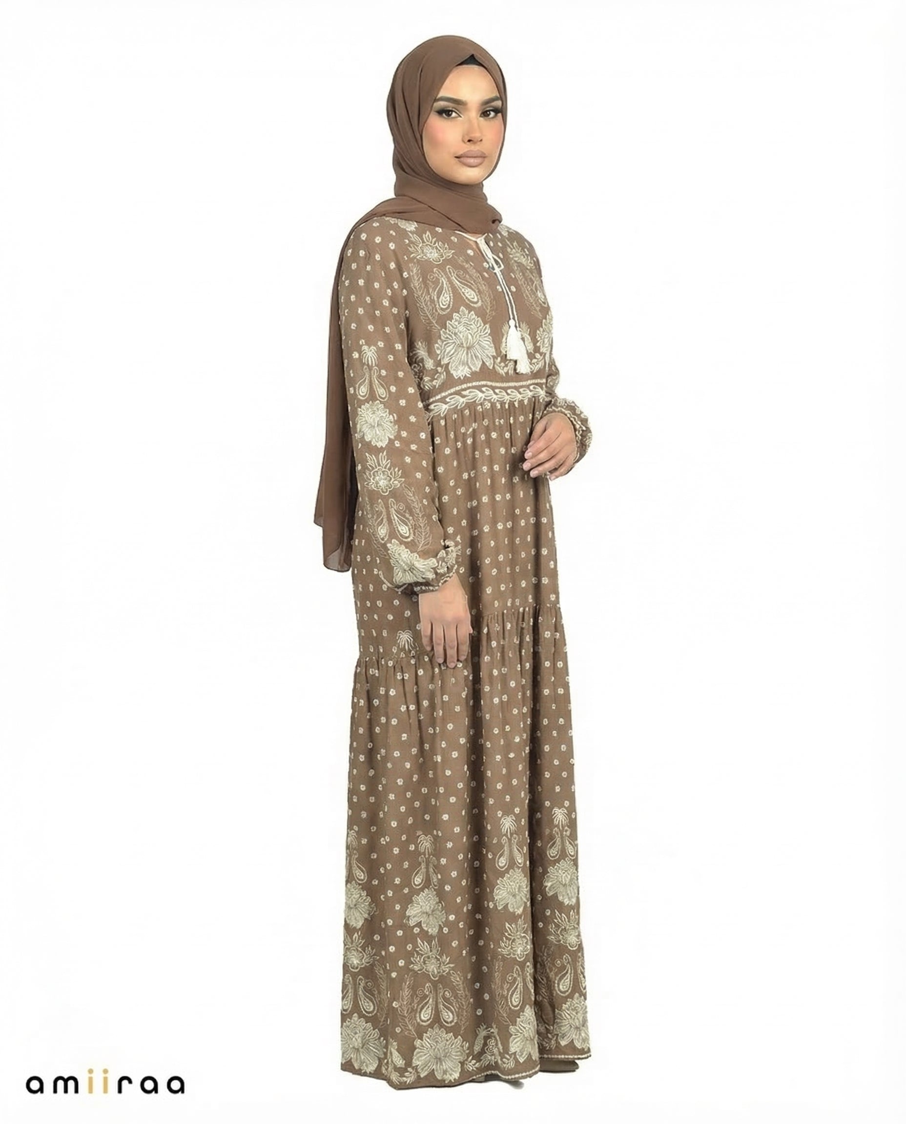 Island Fossil Bohemian Floral Modest Maxi Dress