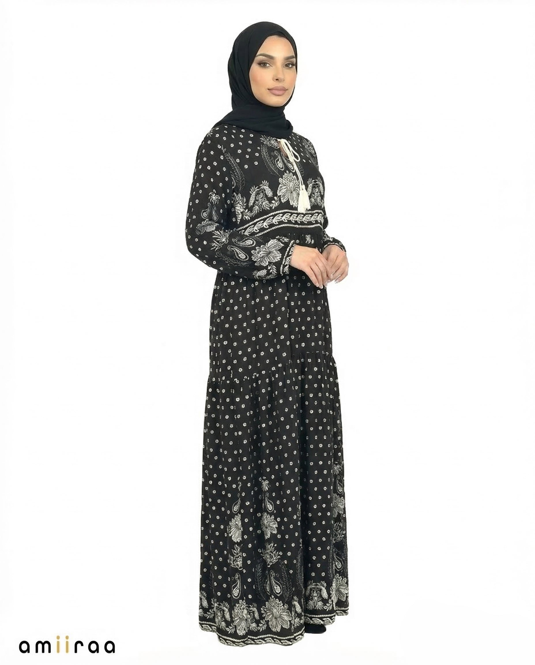 Tap Shoe Bohemian Floral Modest Maxi Dress