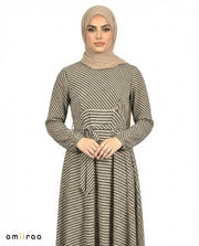 Timber Wolf Elegant Geo Print Tie-Waist Maxi Dress