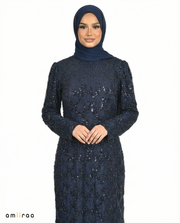 Black Iris Fitted Heavy Beaded Chevron Full-Length Maxi Dress