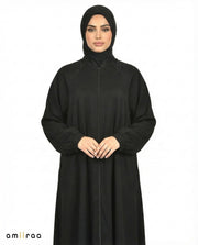 Anthracite Essential Zip-Front Modest Cuffed Abaya