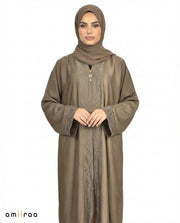 Major Brown Diamante Front Panel Abaya