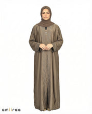 Major Brown Diamante Front Panel Abaya
