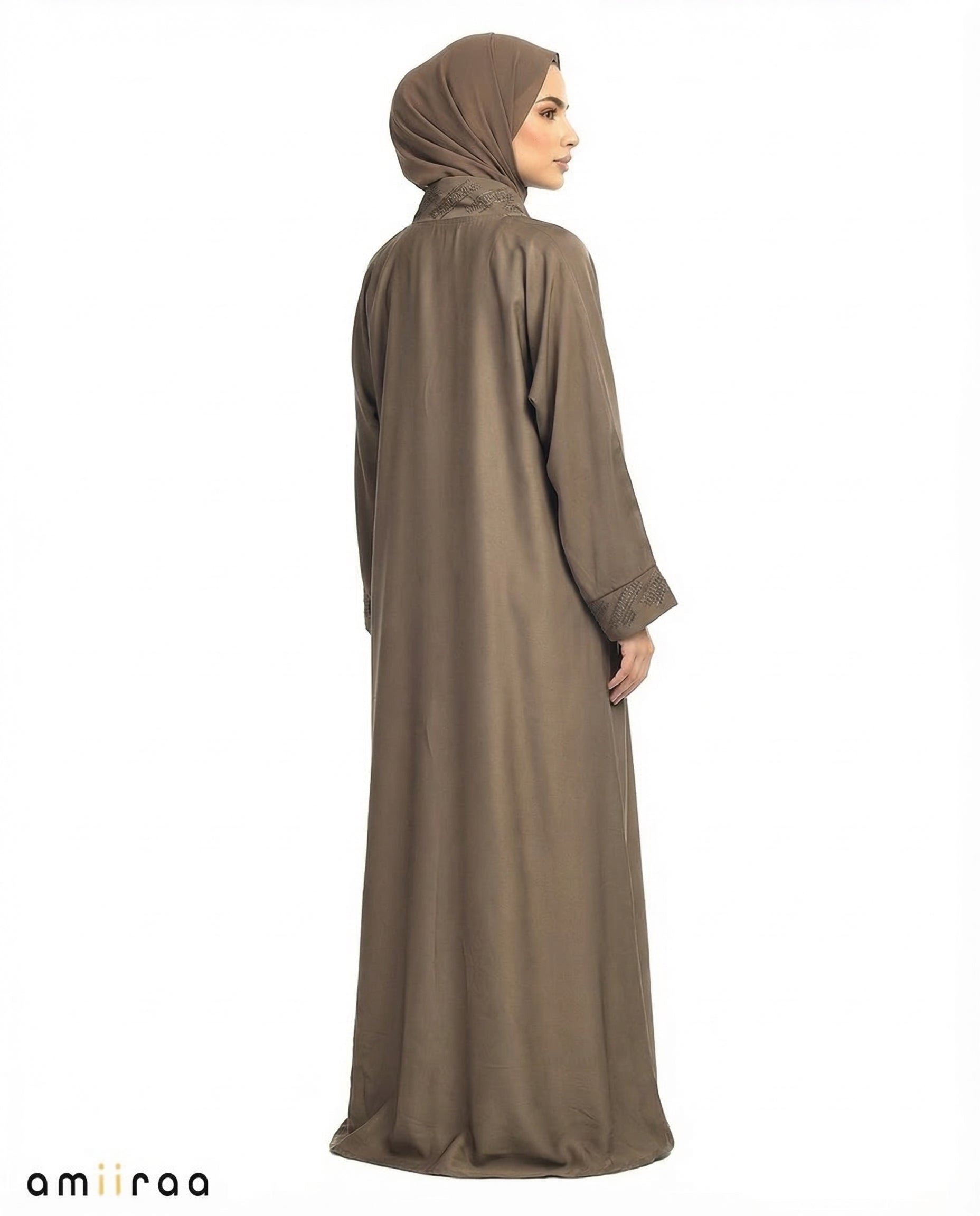 Major Brown Diamante Front Panel Abaya