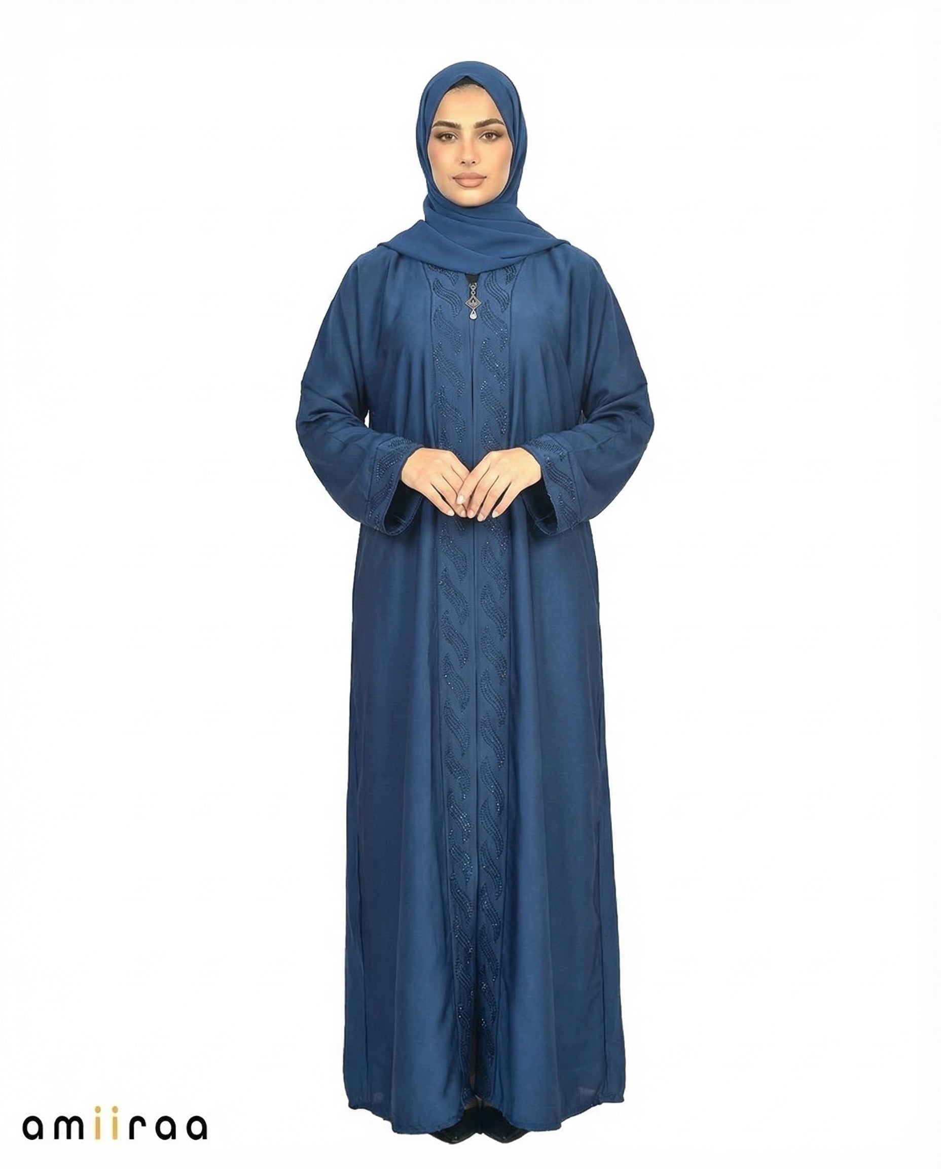 Black iris Diamante Front Panel Abaya