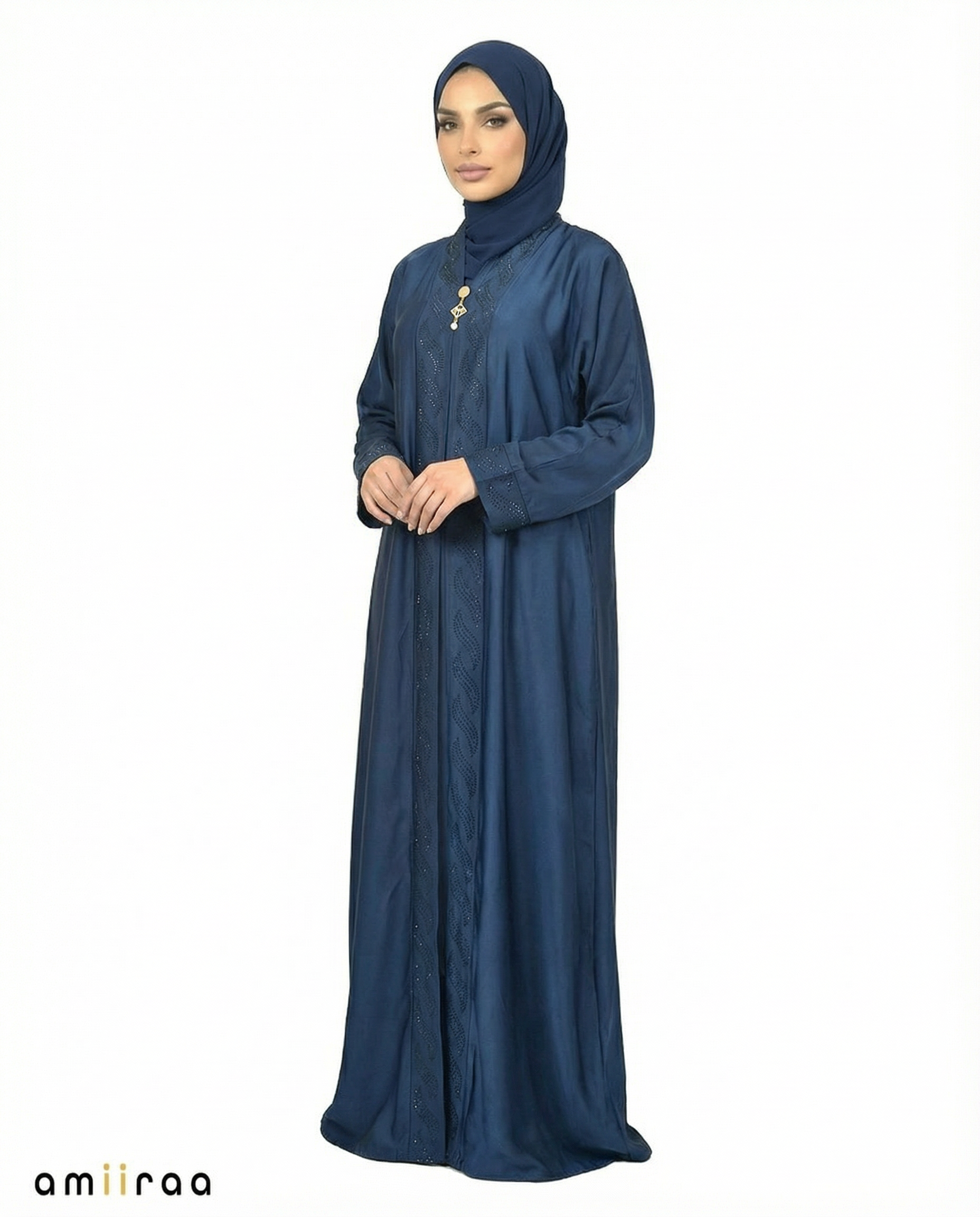 Black iris Diamante Front Panel Abaya