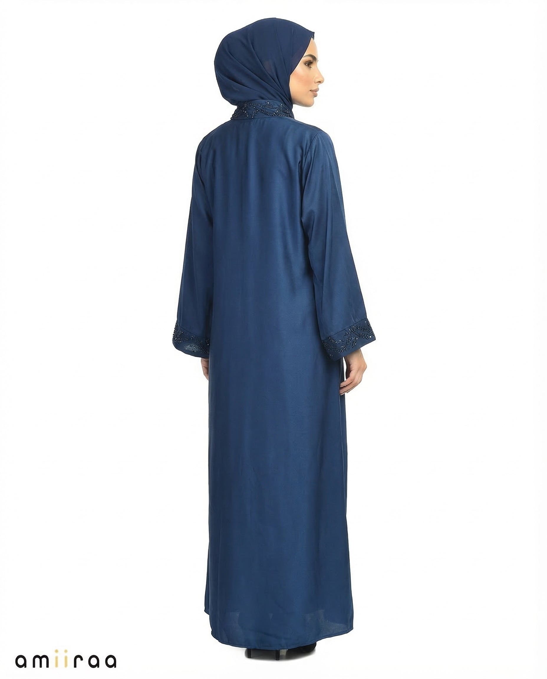 Black iris Diamante Front Panel Abaya