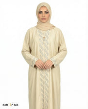 Tidal Foam Diamante Front Panel Abaya