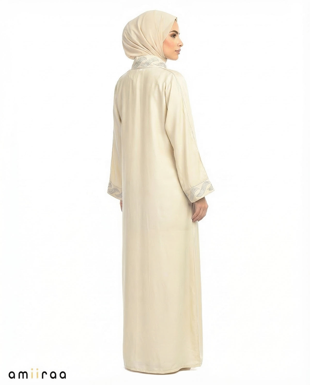 Tidal Foam Diamante Front Panel Abaya
