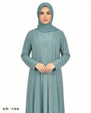 Arctic Elegant Embroidered and Beaded Open Abaya