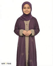 Coriander Girls Floral Embroidered Open Abaya with Inner Dress