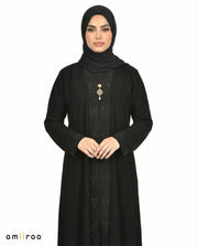 Tap Shoe Elegant Embroidered Closed Abaya with Decorative Front Panel