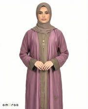 Ephemera Elegant Floral Embroidered Open Abaya with Inner Dress