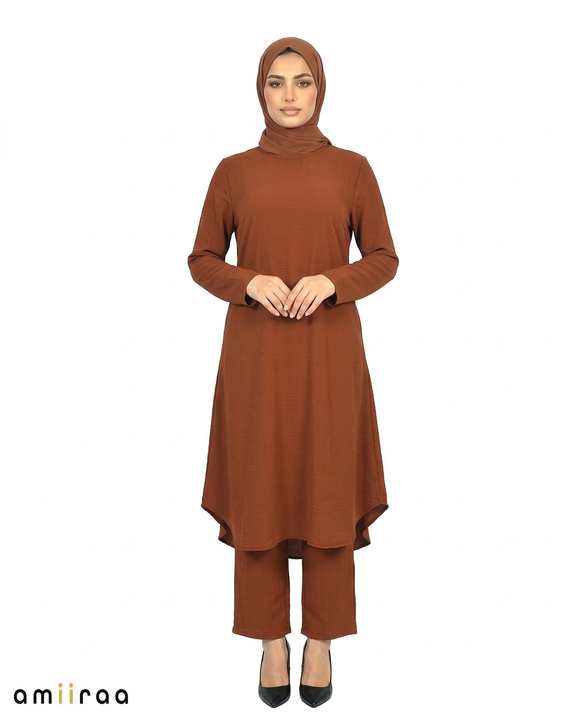 Brandy Brown Modest Airflow Tunic & Pants 2PC Set