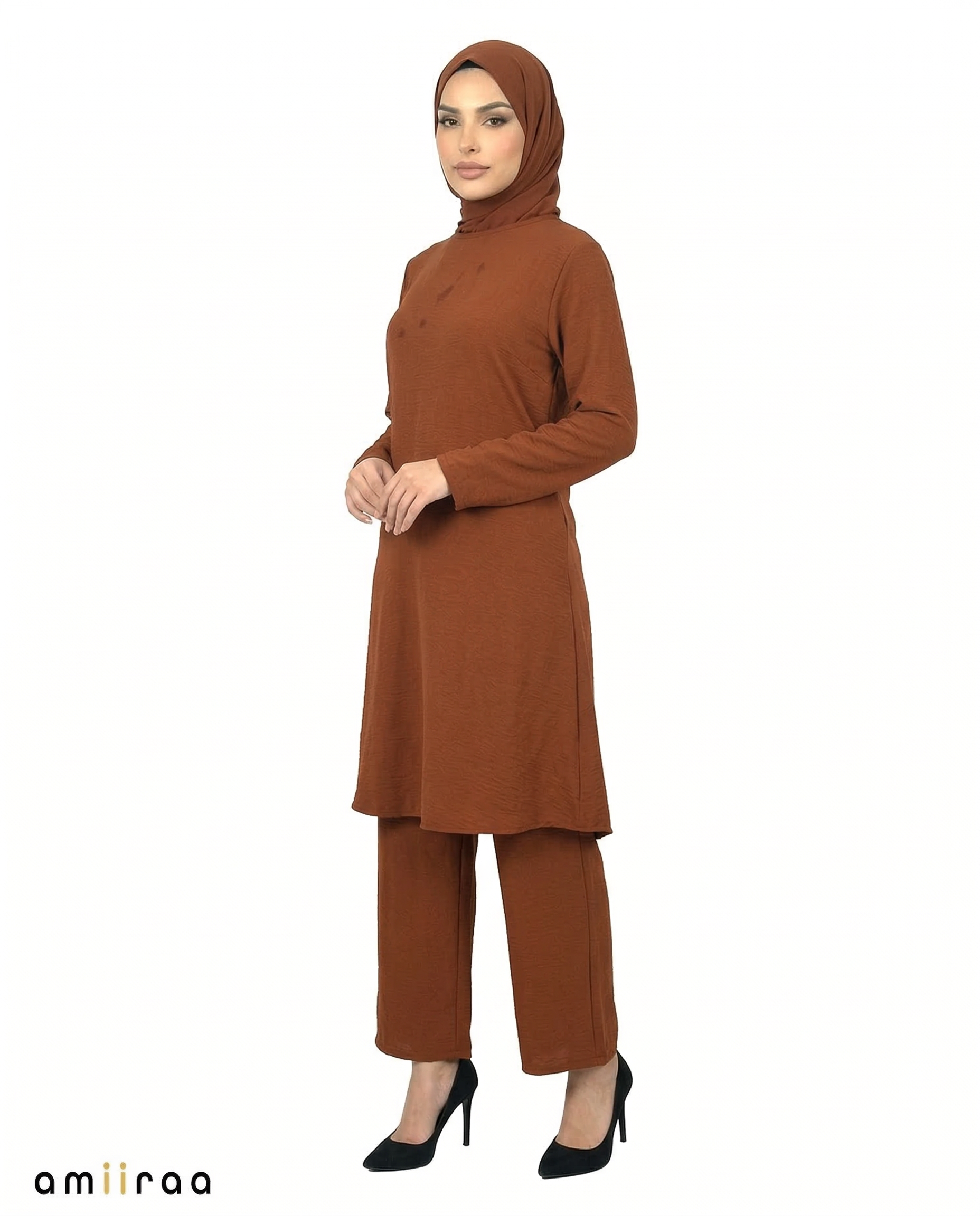 Brandy Brown Modest Airflow Tunic & Pants 2PC Set