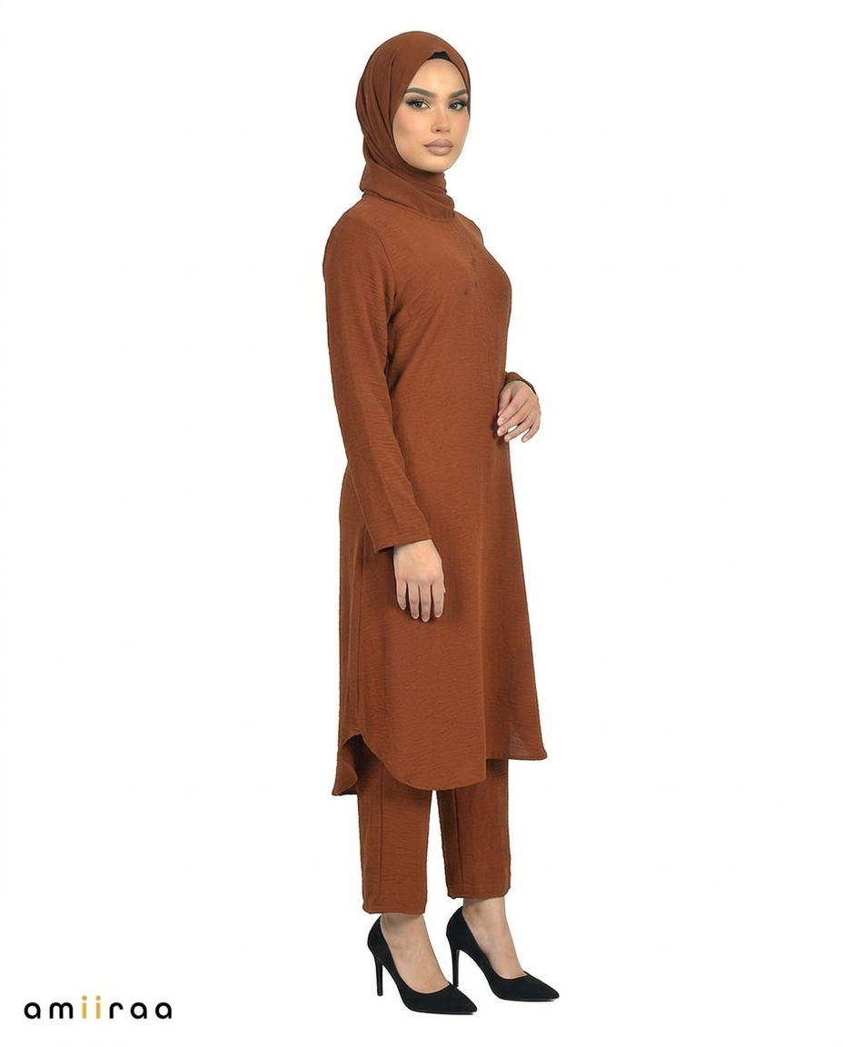 Brandy Brown Modest Airflow Tunic & Pants 2PC Set
