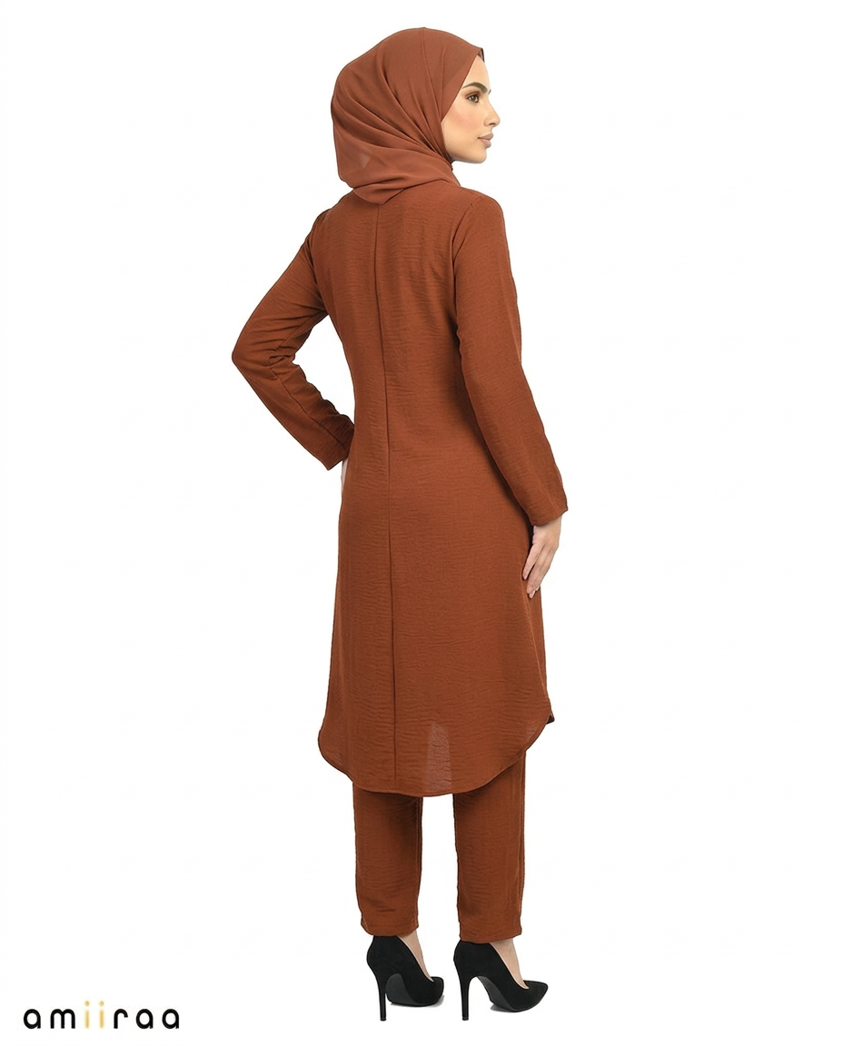 Brandy Brown Modest Airflow Tunic & Pants 2PC Set
